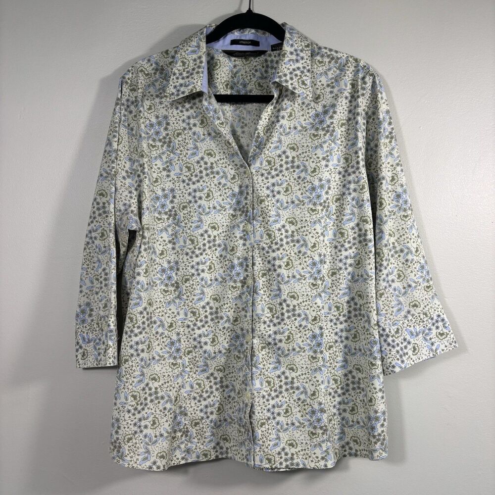 Eddie Bauer Size Tall XL Wrinkle Resistant Floral Button Down Shirt / Blouse EUC